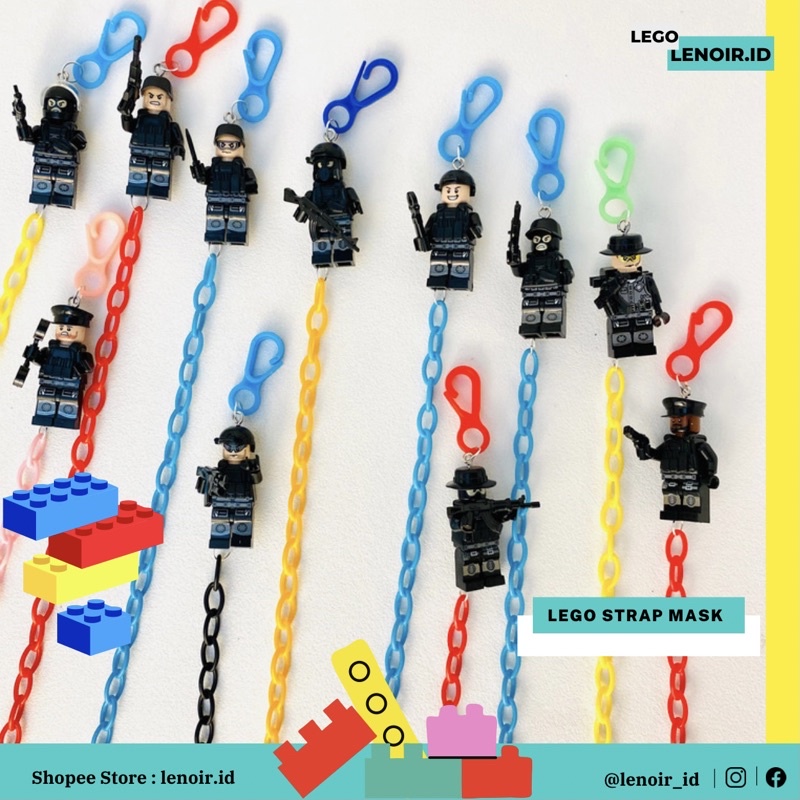 Tali Masker kalung strap masker Lego Soldier wanita pria anak