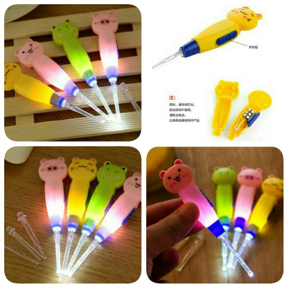 Earpic Pembersih Telinga Motif Kartun - Earpick Hewan - Pembersih Kuping Anak - Earpic Flashlight