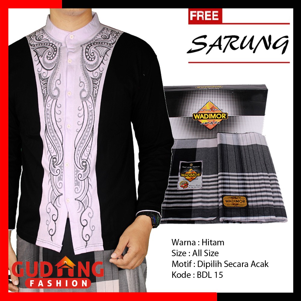 Baju Koko Panjang Plus Free Sarung - Banyak Pilihan Warna BDL (COMB)