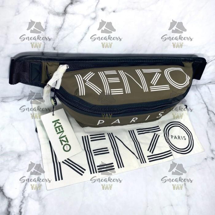 Kenzo Paris Logo Khaki Brown Bumbag Waist Bag Original 100% NEW