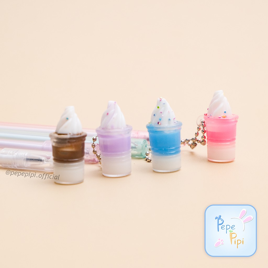 4 &amp;12 pcs Pena Sundae Eskrim Pen Bolpen Pulpen Bolpoin Karakter mcd