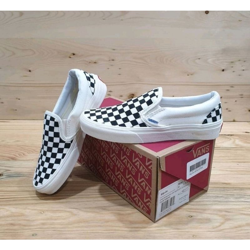 MADE IN CHINA Paket 100% Import Vans Slip On Mono Checkerboard