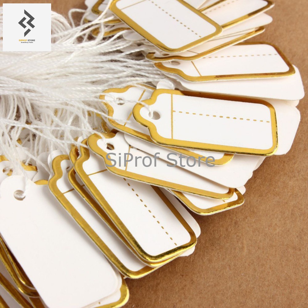 

Bandrol / Price Tag / Label Harga Perhiasan Putih List Gold/Silver isi 100 pcs