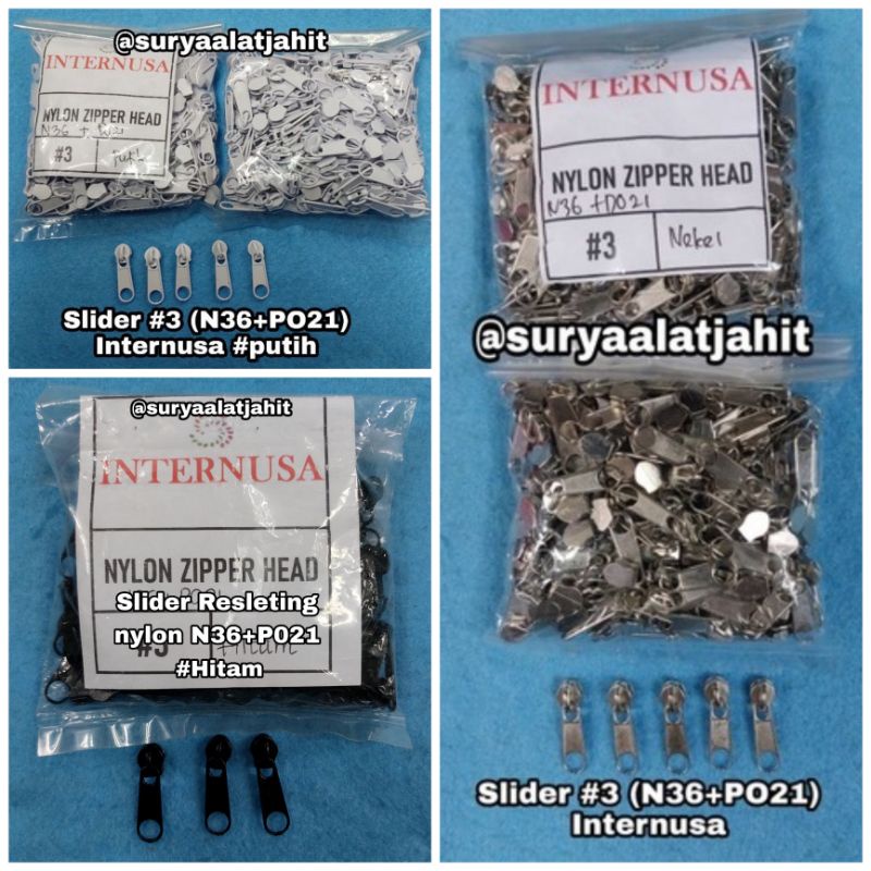 kepala Resleting no.3 (N36+PO21) coil Internusa =rp.13.500/100pcs