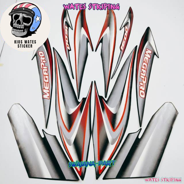 Striping Sticker Lis Les Polet honda megapro mega pro 2006 hitam full list body motor standar berkua