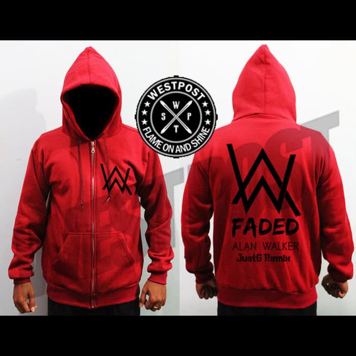 JAKET  ZIPPER ALAN WALKER FADED JUST REMIX MERAH TERBARU