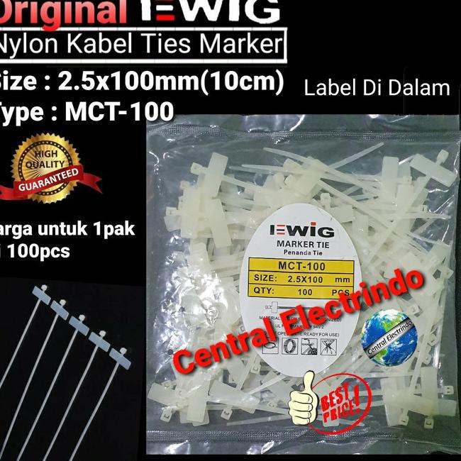 

cgb<,.ust-395 Kabel Ties Marker Label Dalam 2.5x100mm(10cm) EWIG 1pak 100pcs. - Putih
