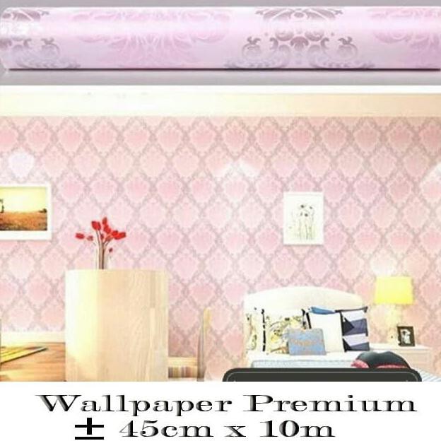 Wallpaper dinding Sticker dinding batik pink silver