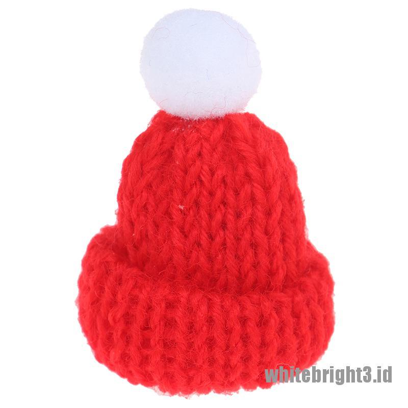 (white3) Miniatur Topi Natal + Syal Skala 1 / 6 1 / 12 Untuk Aksesoris Rumah Boneka