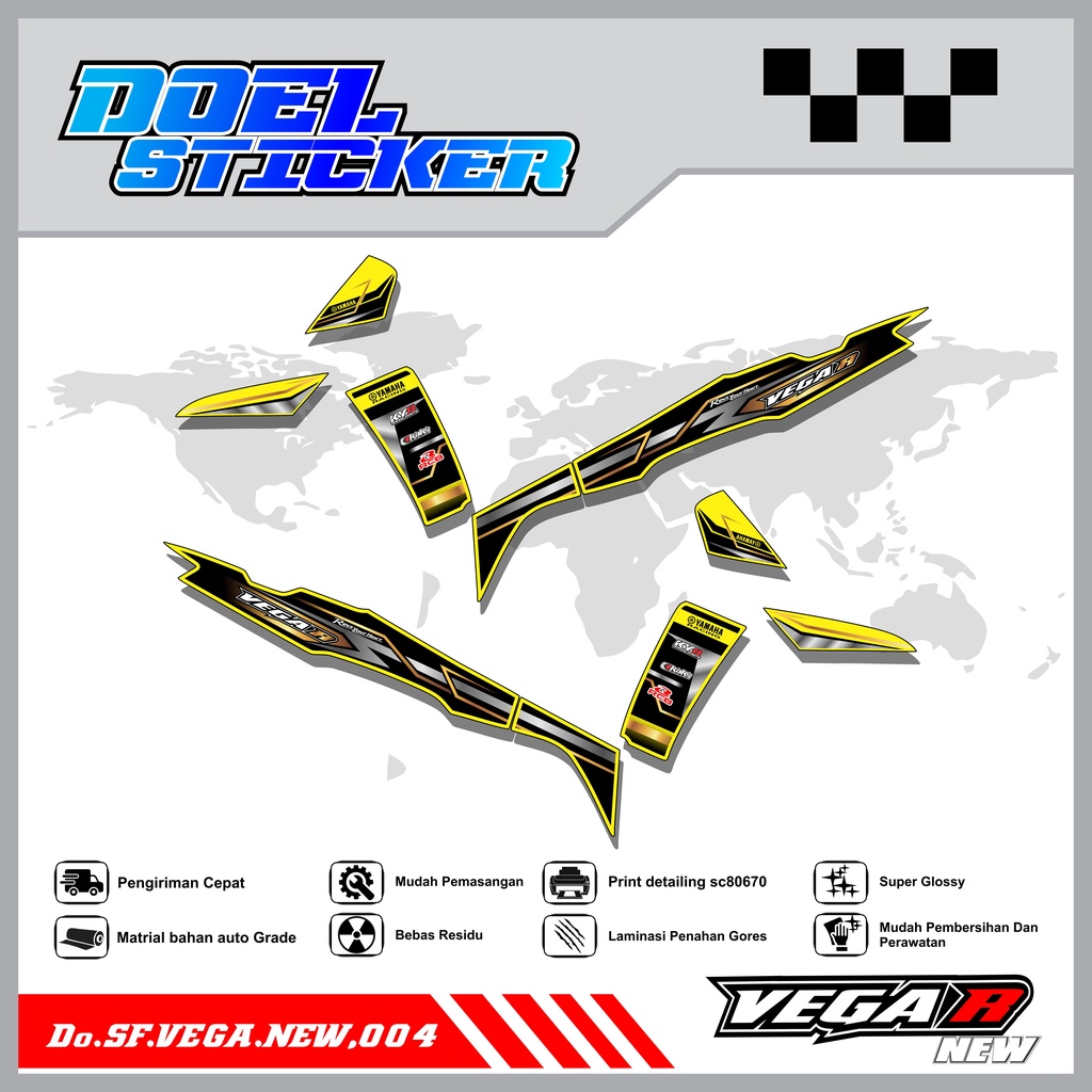 Sticker Striping Vega R New List Variasi Hologram , Crome Doel  004