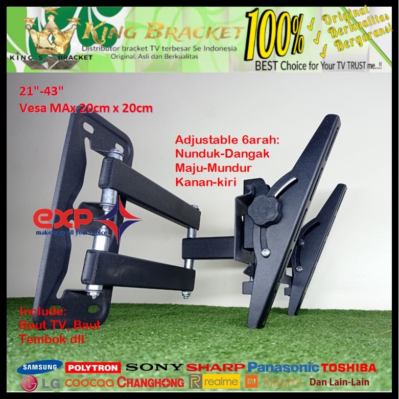 Bracket TV SONY 14 s/d 43 inch 6 ARAH FULL BESI SUPER KOKOH GARANSI 100% ORI