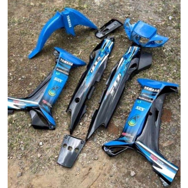 COVER BODY HALUS FULL SET KOMPLIT YAMAHA FIZ R BIRU PETRONAS BONUS STRIPING BODY SET