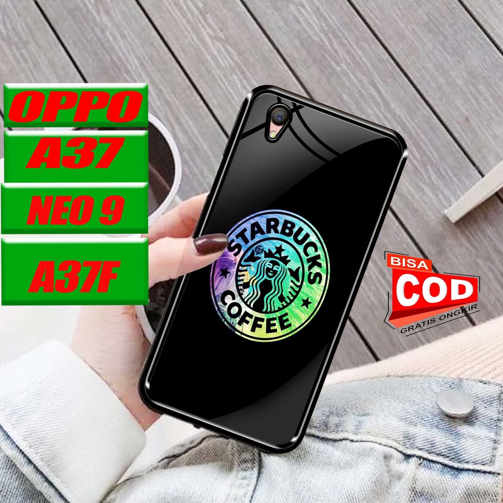 CA Case Hardcase OPPO A37 A37F NEO 9 Glossy Motif Starbucks Unik 2D Case Kilau Softcase Casing Sarun