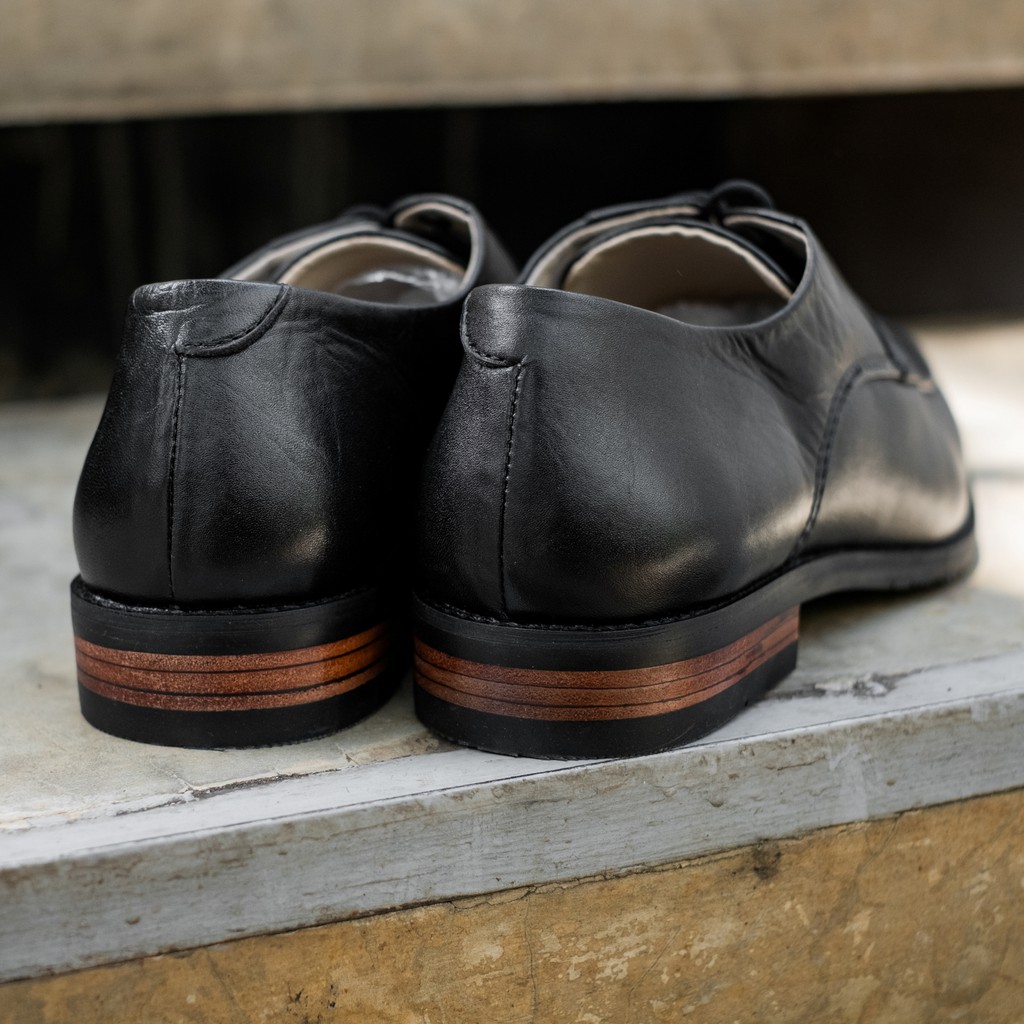 Harvard Black | Sepatu Kulit Asli Hitam Pria Casual Kerja Cowok Kantor Pantofel | Lvnatica x FORIND