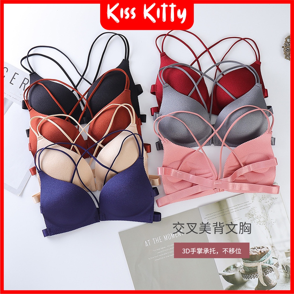 Bra 3D Push Up Bra tanpa kawat kait depan pakaian dalam wanita fashion seksi