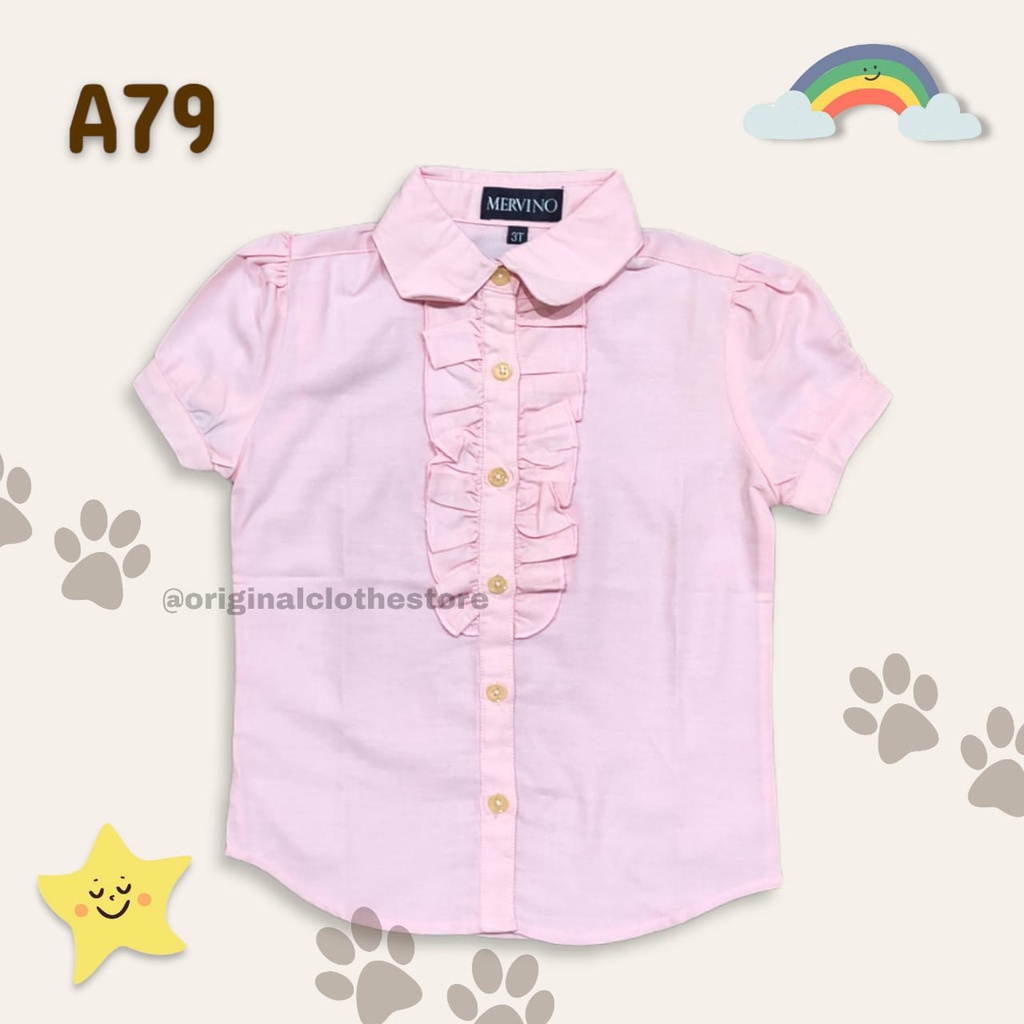 COD / GRATIS ONGKIR / KEMEJA ANAK PEREMPUAN LENGAN PENDEK / MERVINO / ORIGINAL