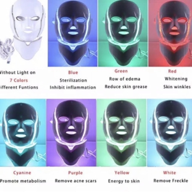 7 colors LED Facial Mask Therapy Face Neck Masker lamp PDT LTD SKIN REJUVE