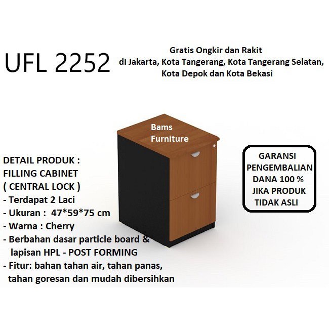 laci kerja laci filing kabinet laci kantor merek uno UFL2252 di jamin ori uk .47x59x75 cm