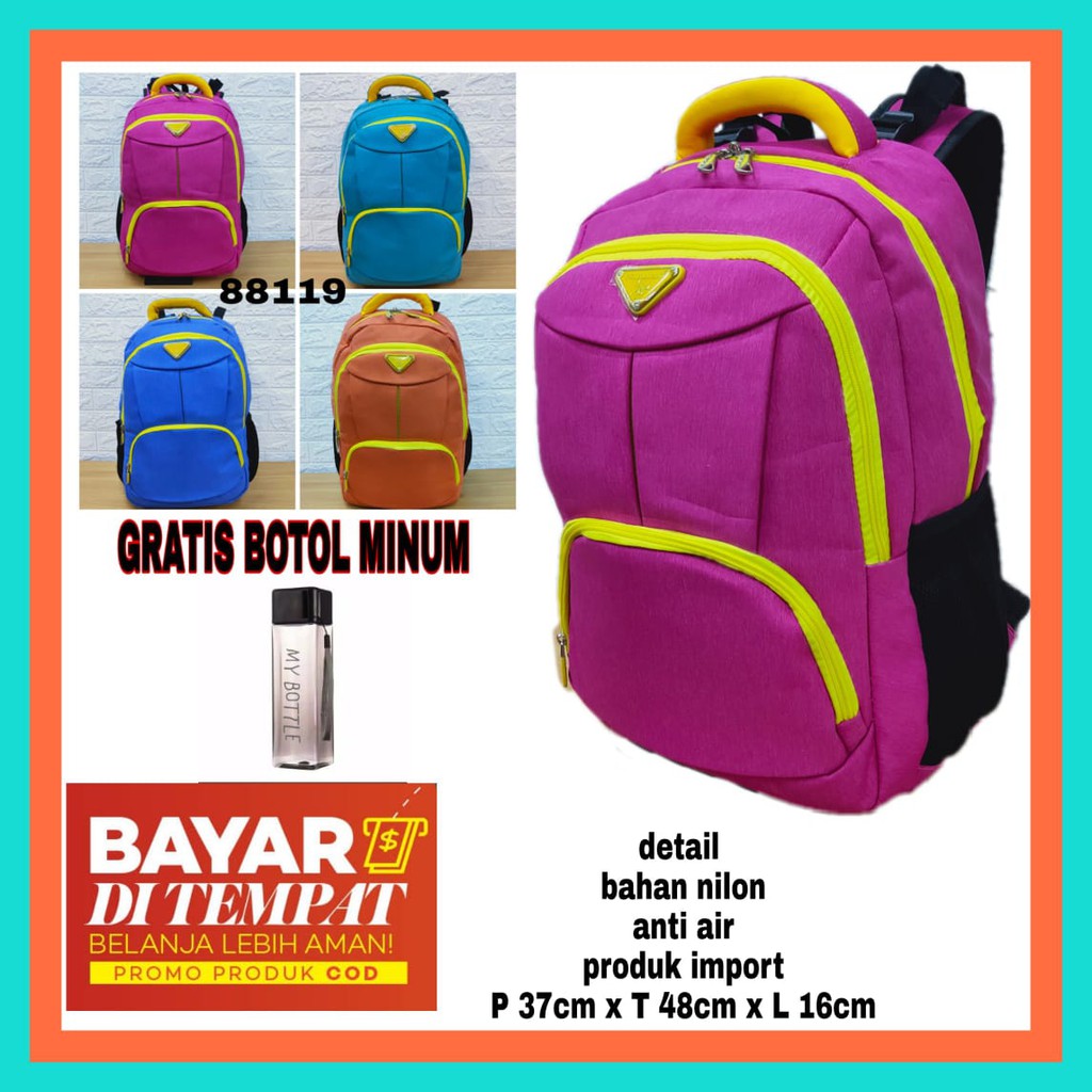 COD Tas RANSEL TERBARU POLO MILANO - 88119 TAS SEKOLAH WANITA KEKINIAN ANTI AIR FREE BOTOL Minum Tas Import