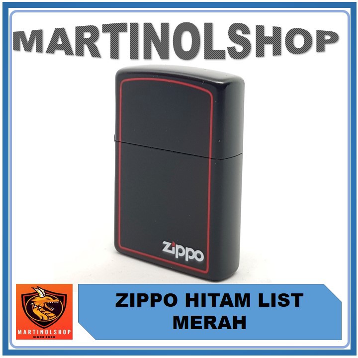 Korek Api Zippo Matte Hitam List Merah Grade Ori