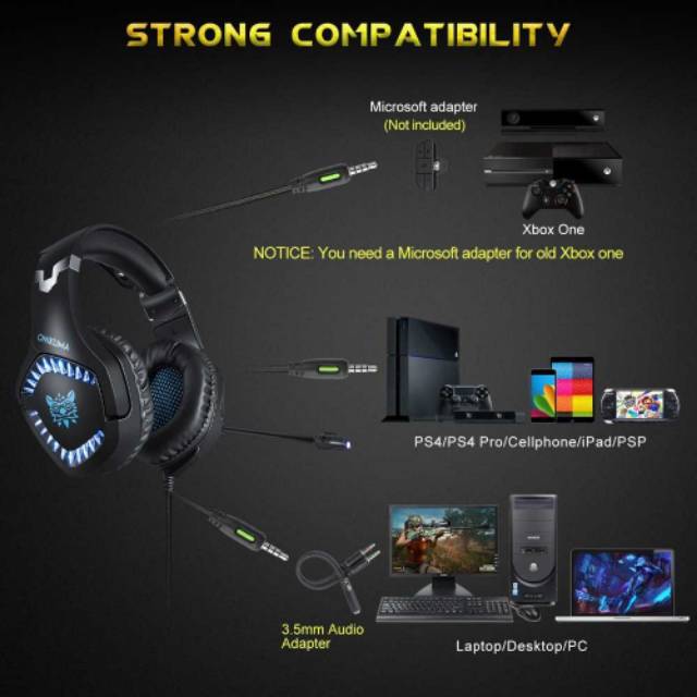 ONIKUMA Hunterspider Gaming Headset Super Bass LED with Mic