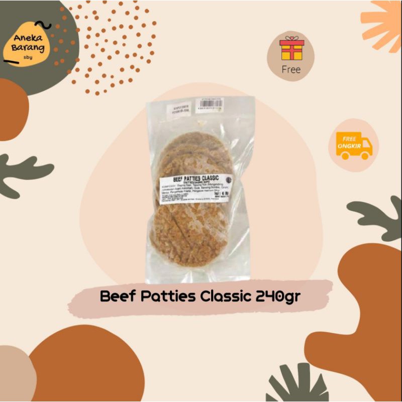 Jual Bernardi beef patties classic daging sapi 240gr enak dan halal