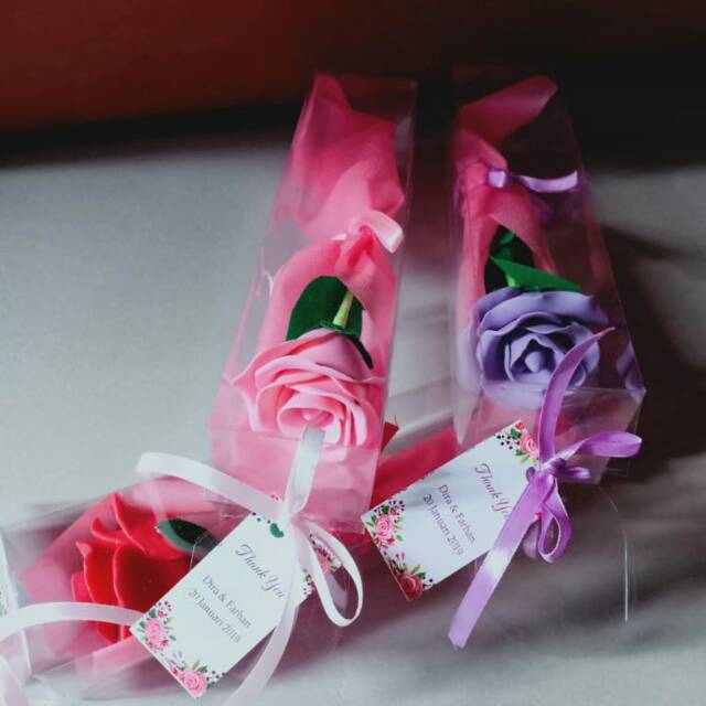 souvenir bunga sabun kemasan box mika