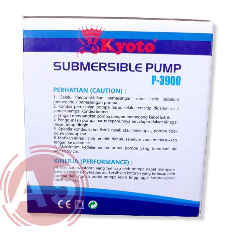 Pompa kolam airmancur hidroponik SUBMERSIBLE PUMP KYOTO P 3900