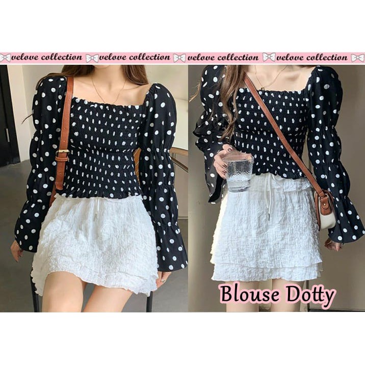 A10 Blouse dotty matt woolpeach ld 100cm pj 50cm full karet smock