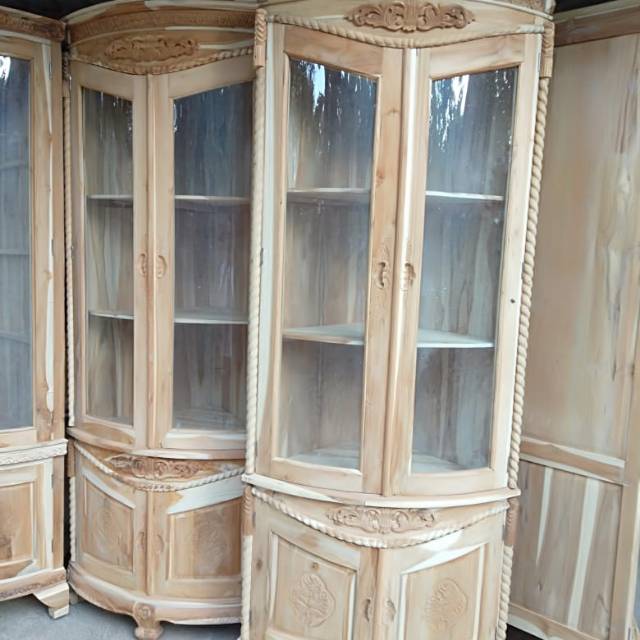 LEMARI SUDUT TAMBANG  FURNITURE KAYU JATI JEPARA