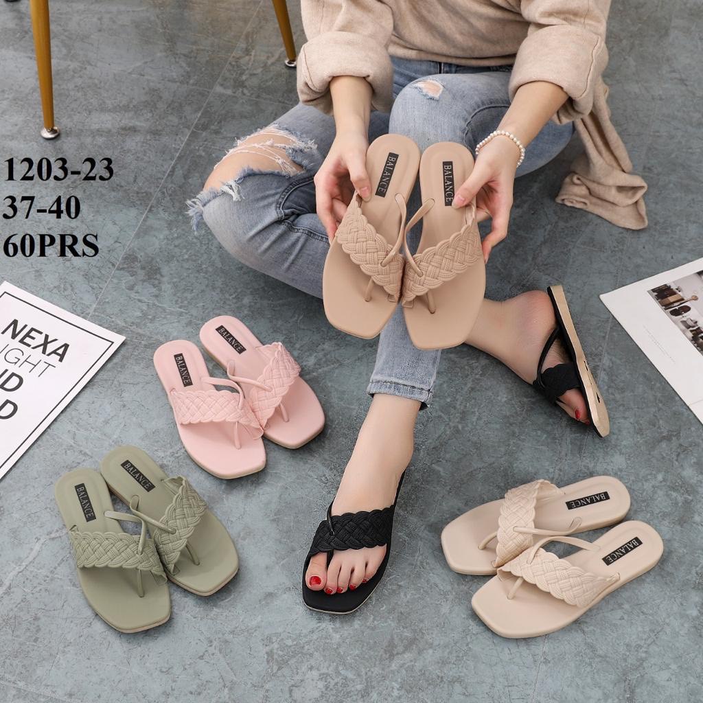 Sandal Jepit Wanita Karet Import BALANCE Strip sol tipis / 1203-23