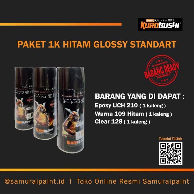 Paket 1K Hitam Glossy Standart, Samuraipaint, Cat Semprot Termurah