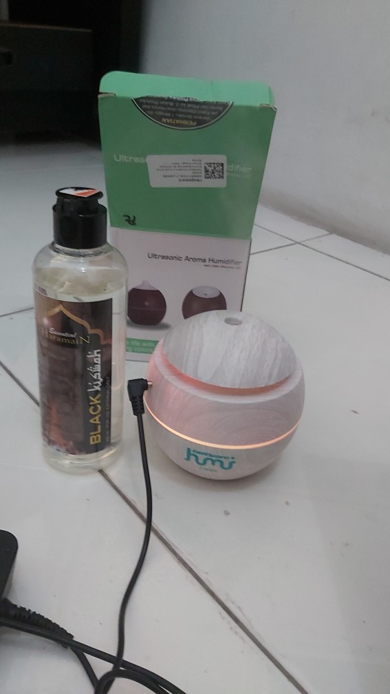 Paket Black Kiswah/pengharum Ruangan/ultrasonic Aroma Humidifier/hitam/putih/cokelat Wood Flower