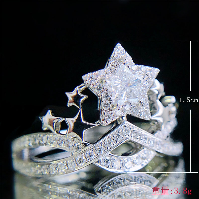 Cincin Model Terbuka Desain Mahkota Hias Zirconberlian Imitasi Gaya Mewah High Carbon Untuk Wanita