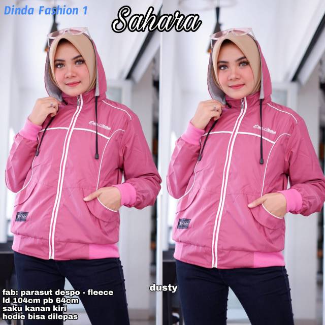 SAHARA JAKET WANITA KEKINIAN SAHARA HOODIE BISA DI LEPAS TEBAL ADEM HIGHT QUALITY