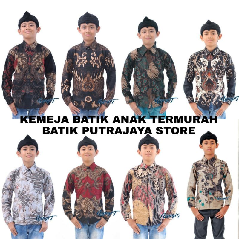 Baju batik anak laki-laki lengan panjang umur 2-13 tahun bisa buat sekolah hari batik