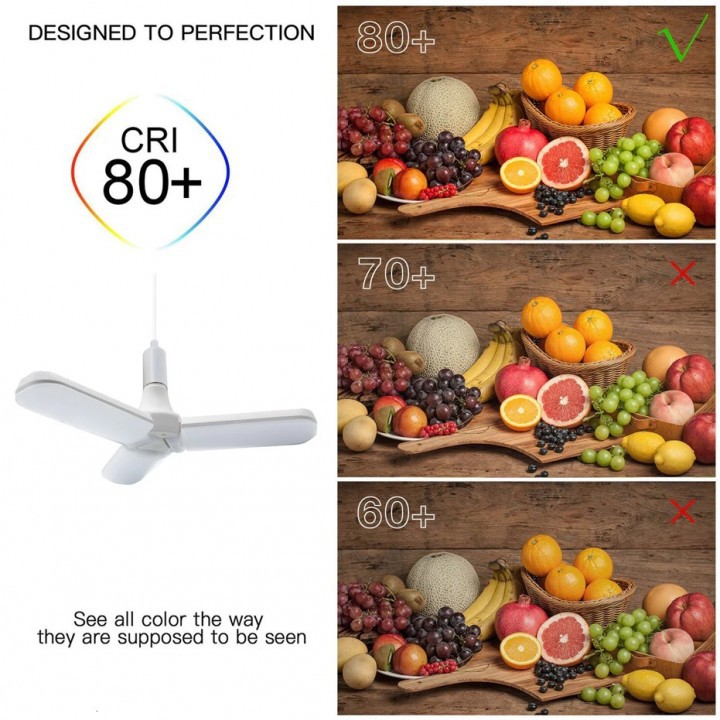 Fan Blade Foldable LED Bulb 45W E27 6500K 1800 Lumens