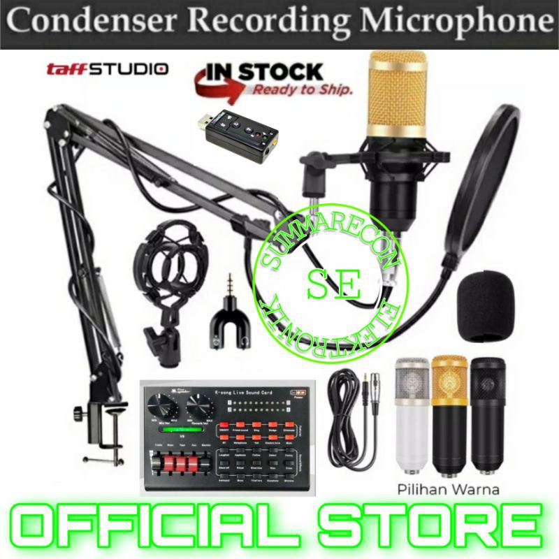 paket lengkap mic condenser bm 800 sound card youtuber bigo live recording