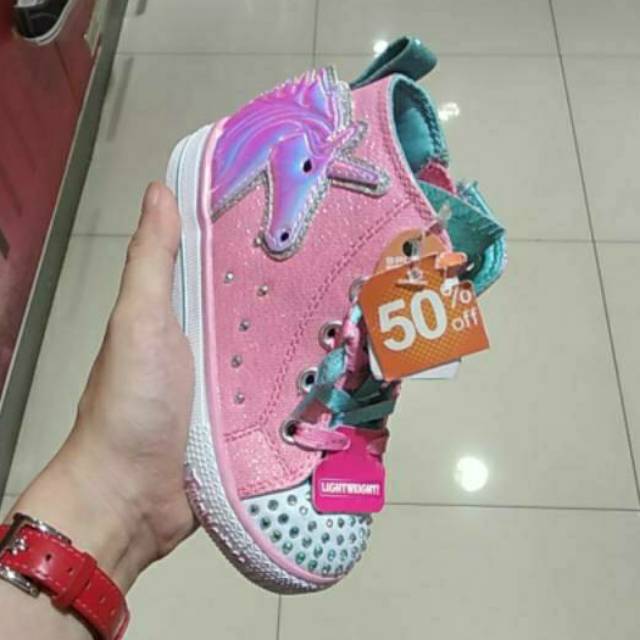 Boots skechers anak perempuan girl twinkle light lampu unicorn