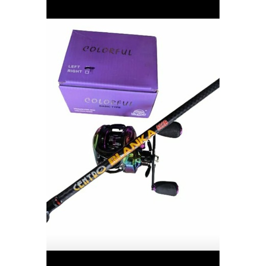 PAKET SET JORAN BAITCASTING MURAH BERKUALITAS REEL BC LIZARD CLORFUL RATIO 7