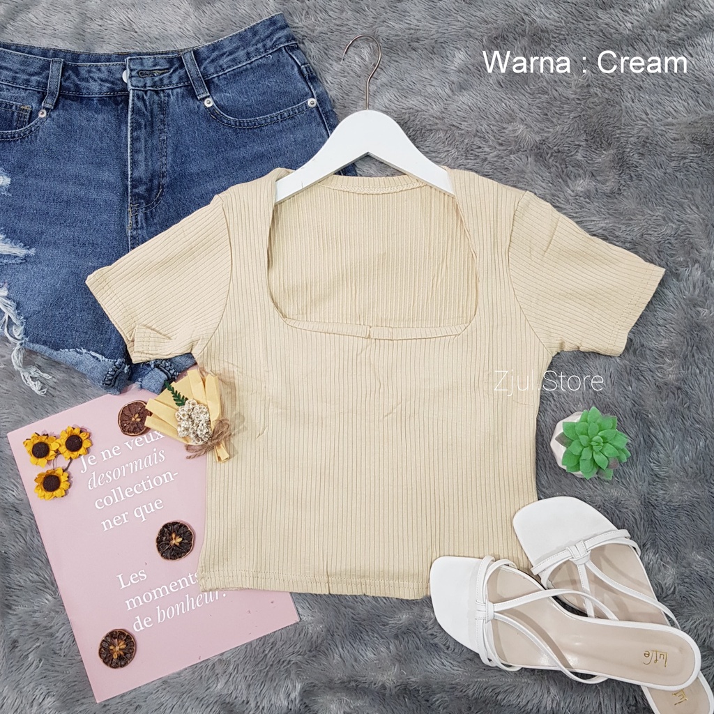 Zjul (COD) - Baju Wanita Crop Top Bulat / Atasan Wanita Terbaru / Atasan Crop top / Baju kaos Polos 