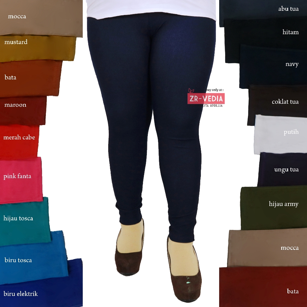 Legging Jeans Kantong SUPER JUMBO fit XXXL / Celana Dewasa Jumbo Jeans Wanita Leging Polos Tebal