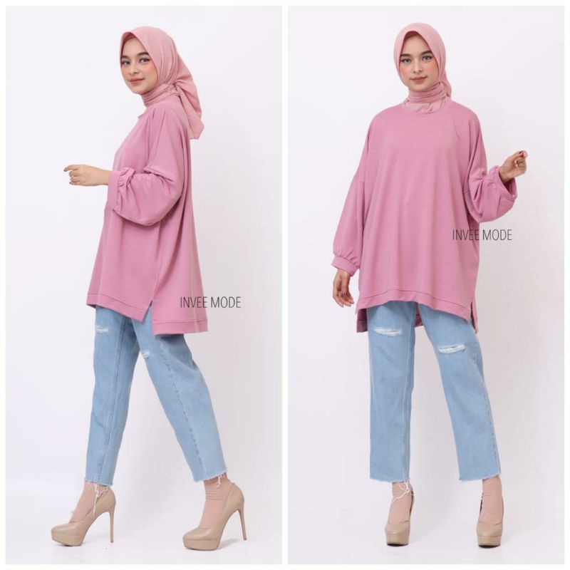 ATASAN BLOUSE BATWING JUMBO BIGSIZE OVERSIZE BABYTERRY SPANDEX - 1795-Violet