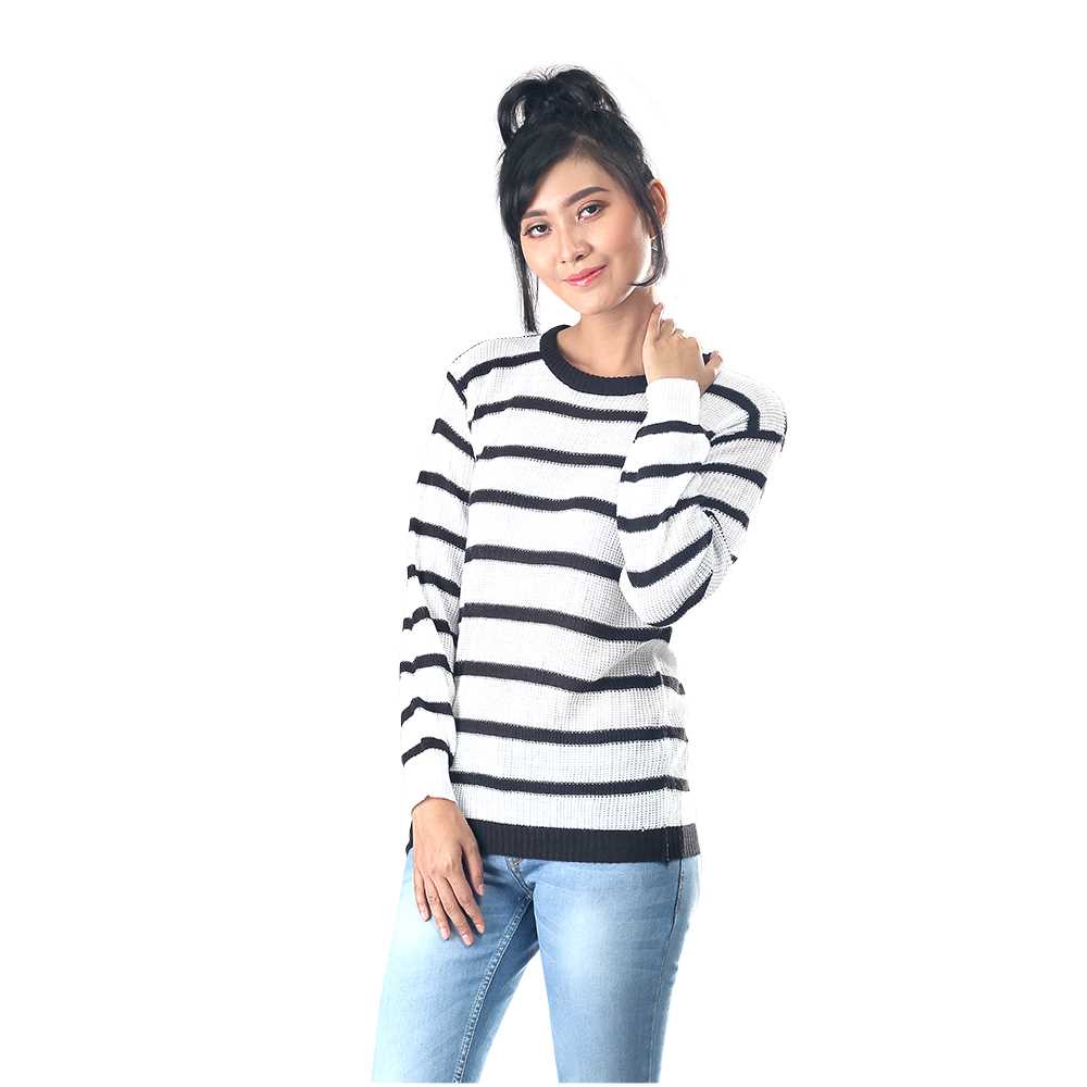 SWEATER RAJUT WARNA PUTIH BAJU WANITA KASUAL LENGAN PANJANG 817