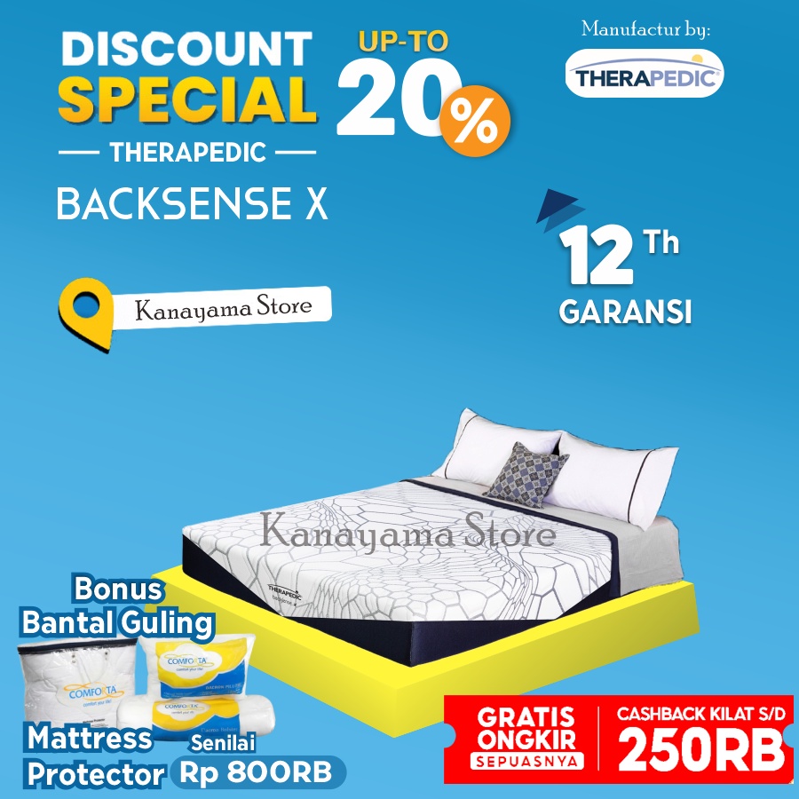 Therapedic Spring Bed Backsense X Latex KASUR 160 180 200 100 x200 - 100*200