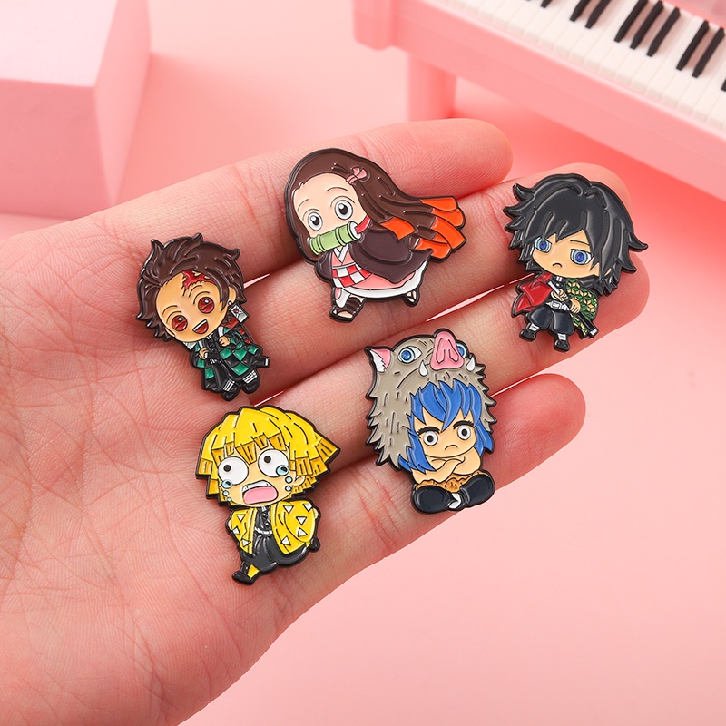 Bros Pin Enamel Desain Anime Demon Slayer 5 Gaya Jepang Untuk Hadiah