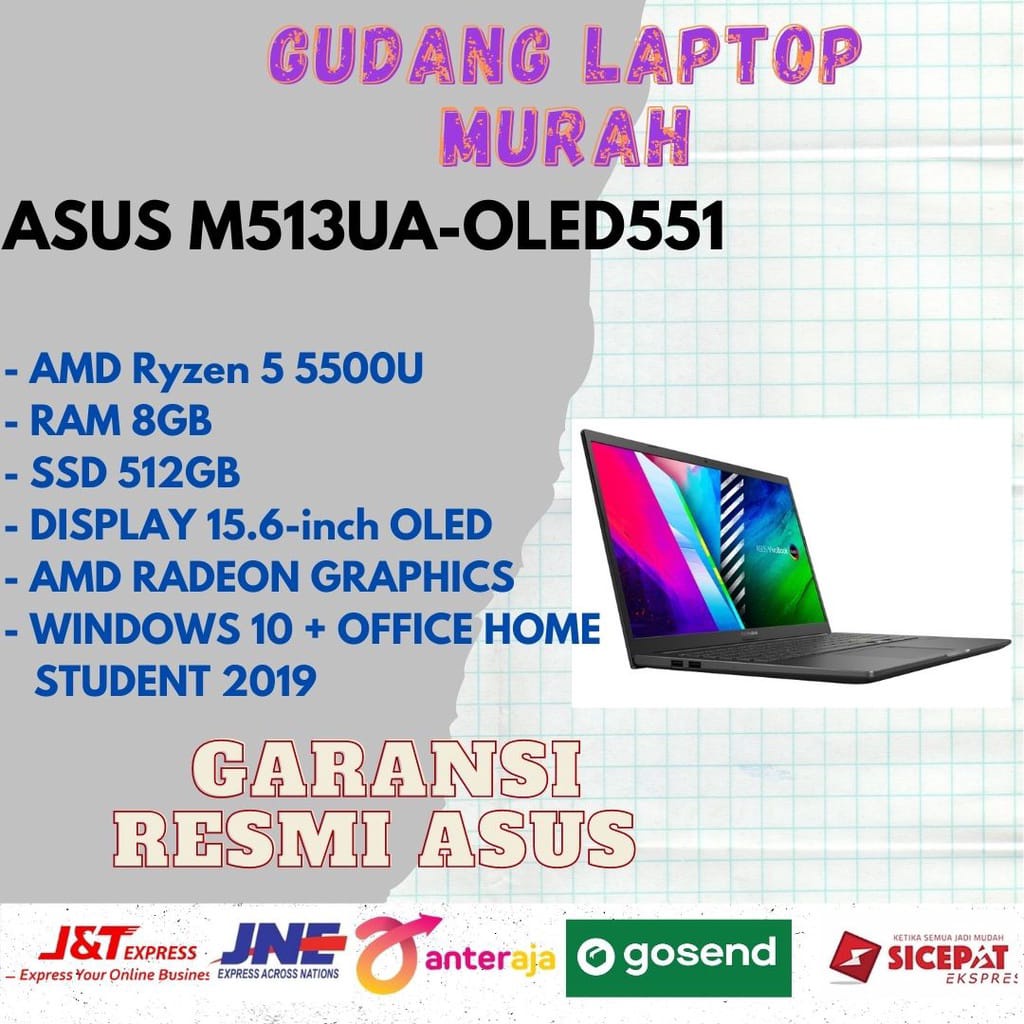 ASUS VIVOBOOK 15 M513UA-OLED551 RYZEN 5 5500U 8GB 512GB 15.6" OLED W10