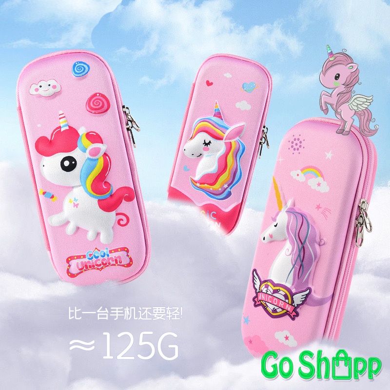 Kotak Pensil 3D Anti Air - Kotak Pensil Anak Import Karakter Lucu - Tempat Pensil Timbul 3D karakter Unicorn Dino Astronot Rocket [KP01]