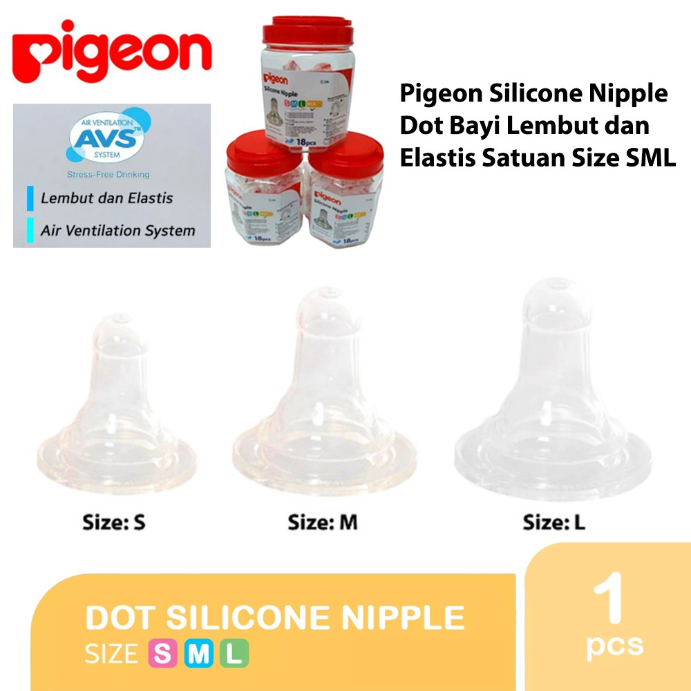 Dot Pigeon Silicone Nipple Dot Bayi Botol Susu Satuan size SML