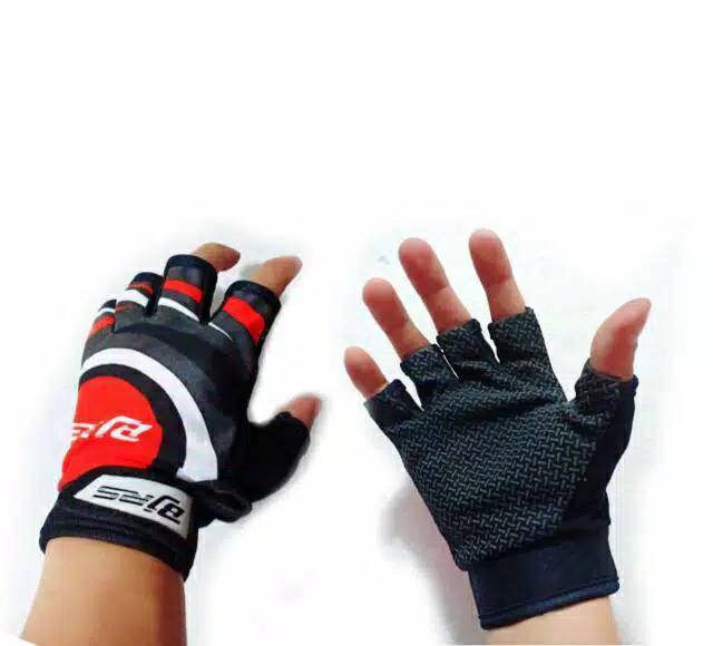 Glove gowes anti selip ruber press arung tangan half motor riding gym fitness dll bjrs non kulit